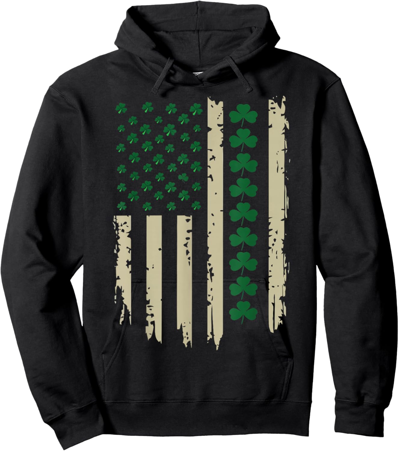 US American Shamrock Flag for St Patricks Day Funny Hoodie - Hoodie | Black