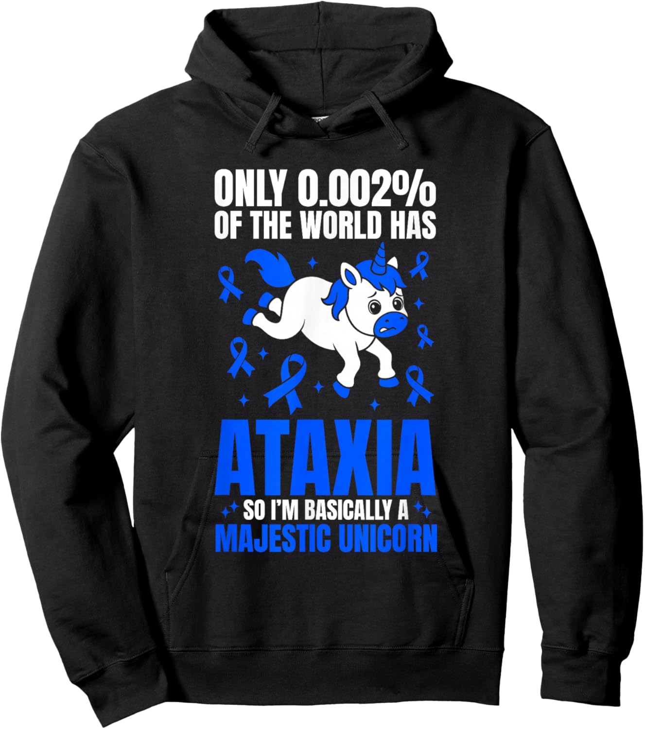 Funny Ataxia Warrior Cerebellar Ataxia Majestic Unicorn Hoodie - Hoodie | Black