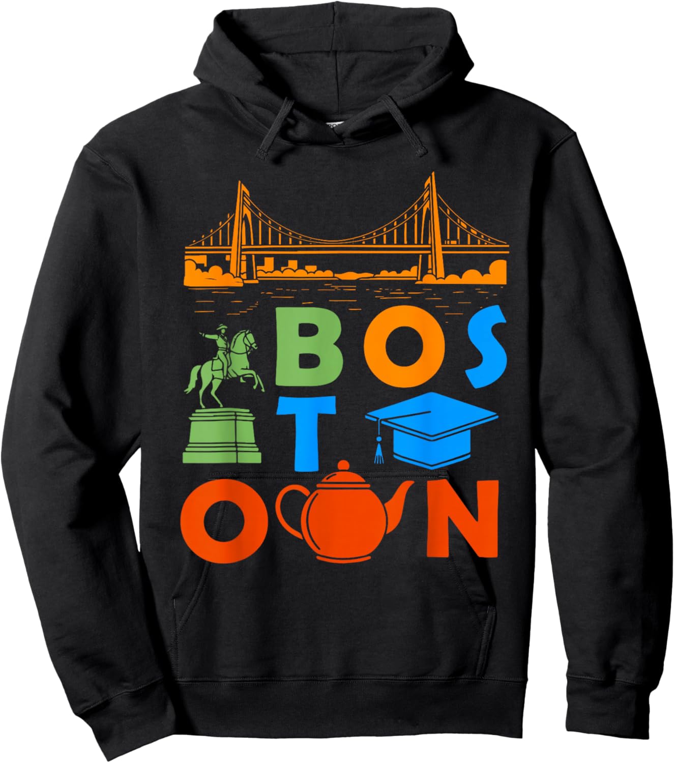 Boston Massachusetts Souvenir Men Boston Bridge Boston Hoodie - Hoodie | Black