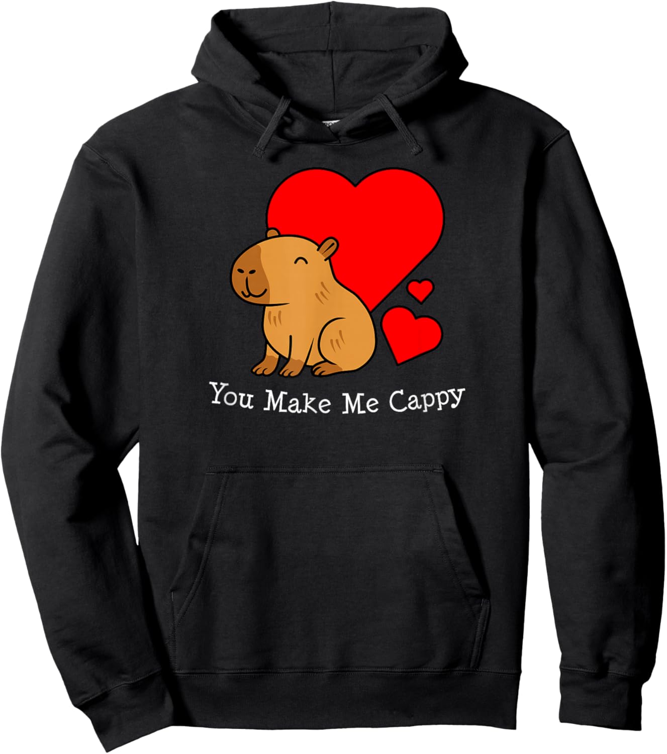 Capybara Valentine's Day Pun Make Me Cappy Hoodie - Hoodie | Black