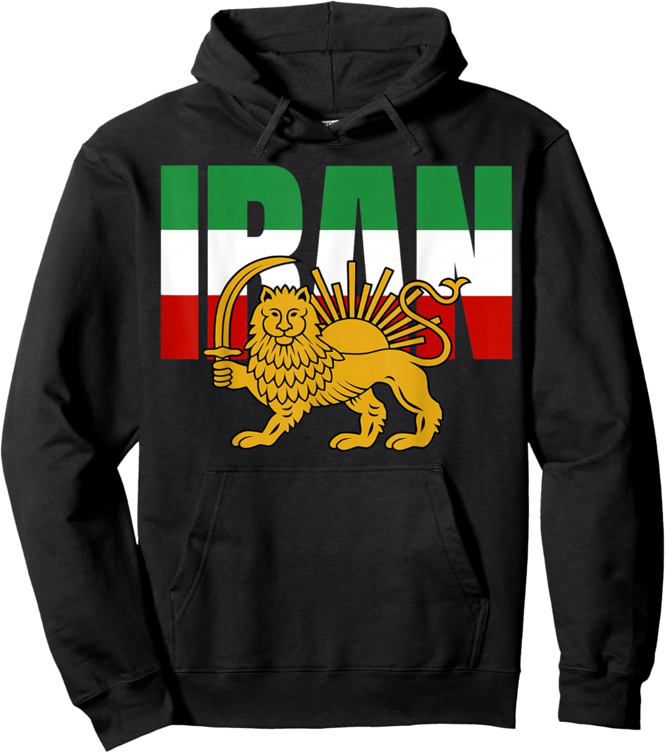 Free Iran Symbol Flag Heartbeat Freedom Love with Lion Hoodie - Hoodie | Black