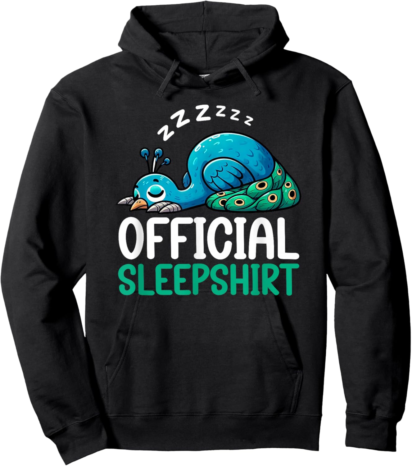 Official Sleepshirt Peacock Pajamas Lazy Sleeper Animal Hoodie - Hoodie | Black