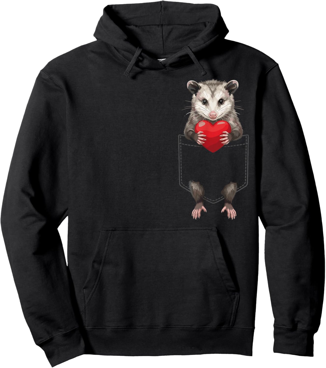 Possum in Pocket Opossum Animal Lover Valentines Hoodie - Hoodie | Black