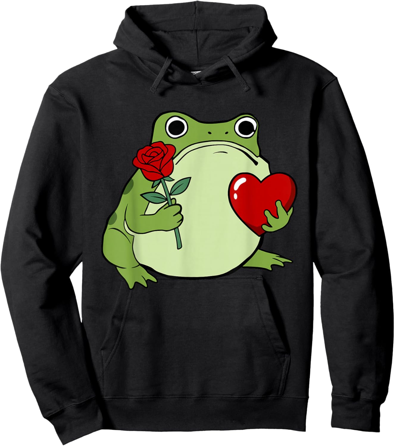 Grumpy Frog Japanese Valentines Graphic Women Youth Hoodie - Hoodie | Black