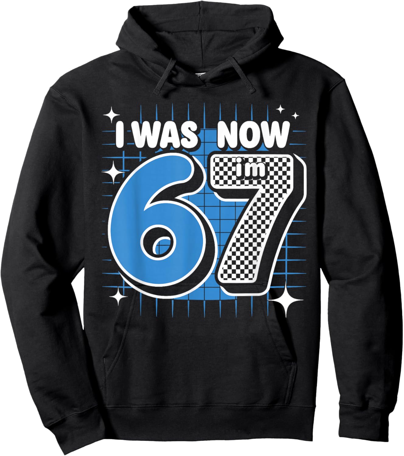 Blue Checkered I was 6 Now I'm 7 Birthday Boy Bday Hoodie - Hoodie | Black
