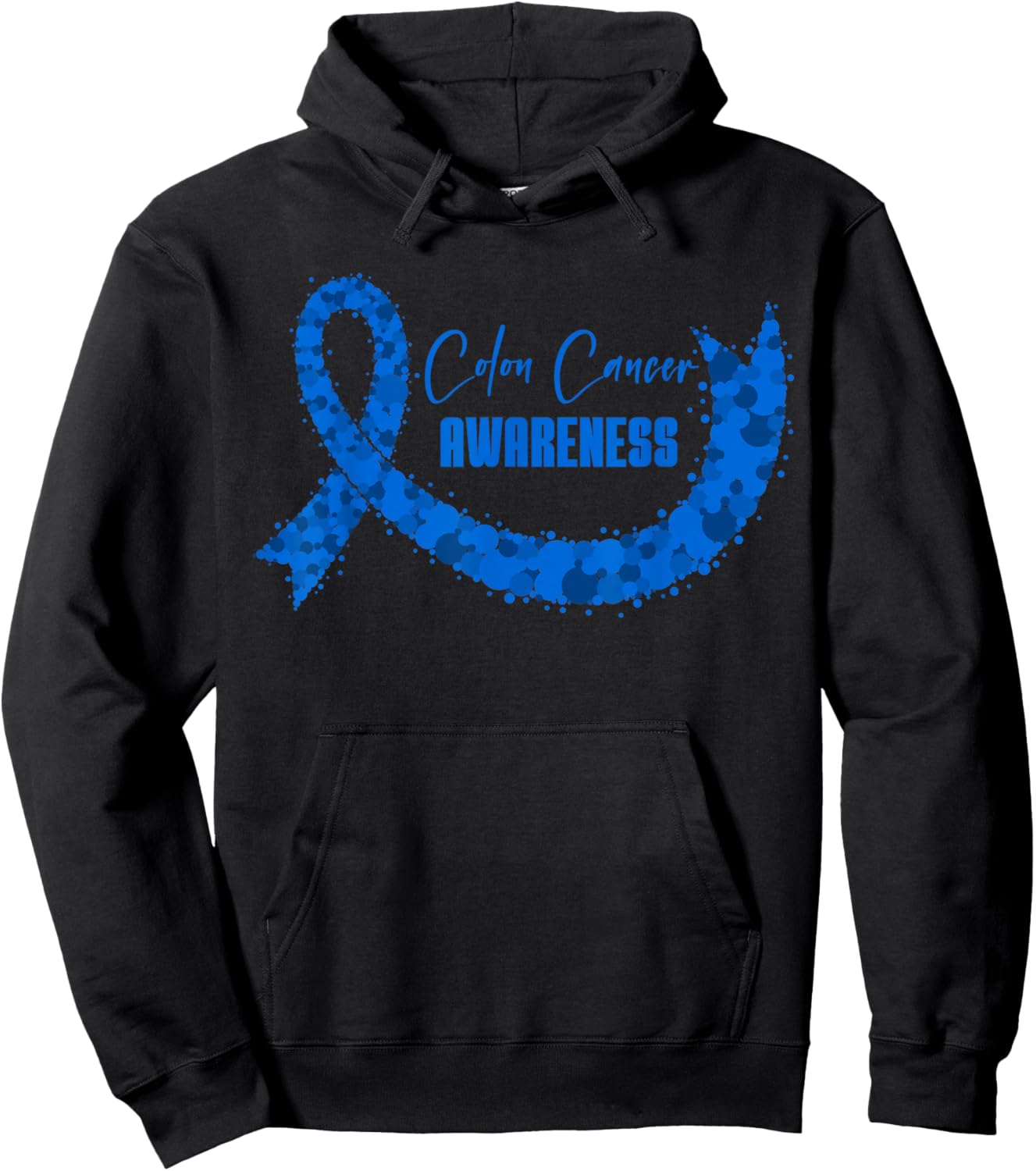 Colon Cancer Awareness Warriors Survivors Dark Blue Ribbon Hoodie - Hoodie | Black