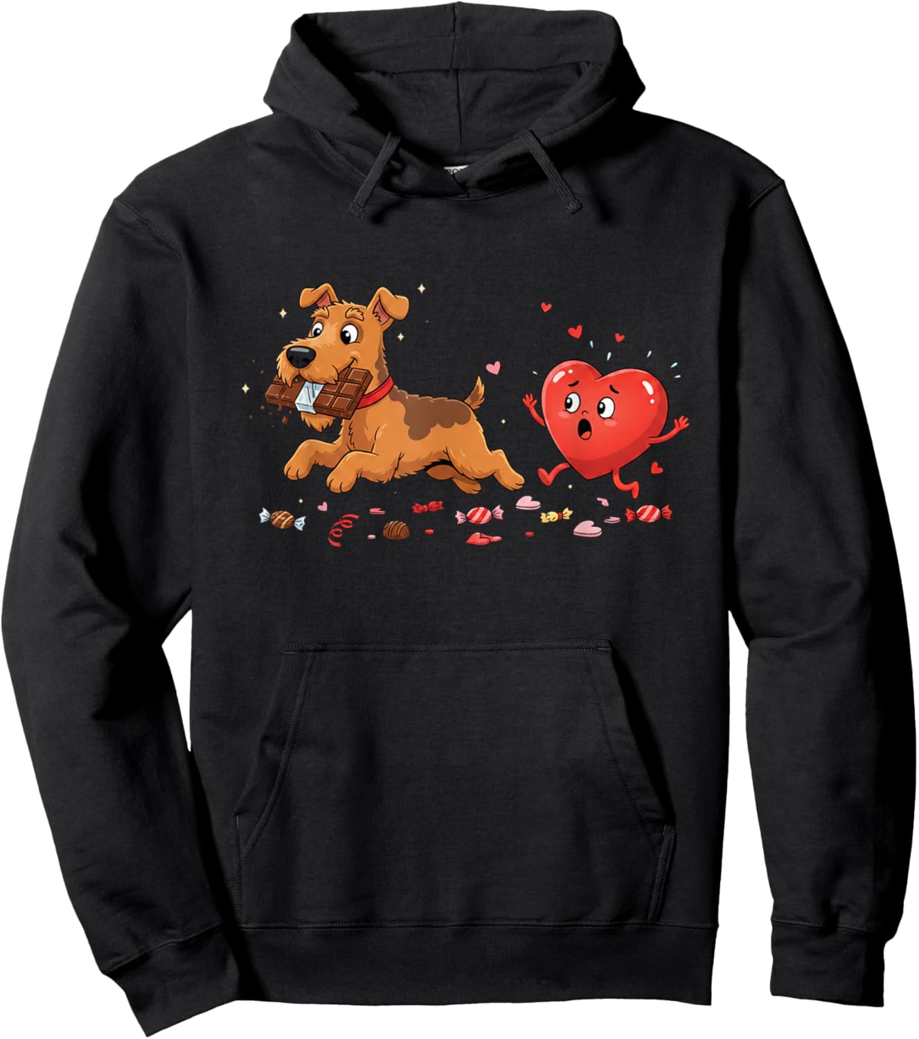 Funny Airedale Terrier Heart Valentine Dog Kids Hoodie - Hoodie | Black