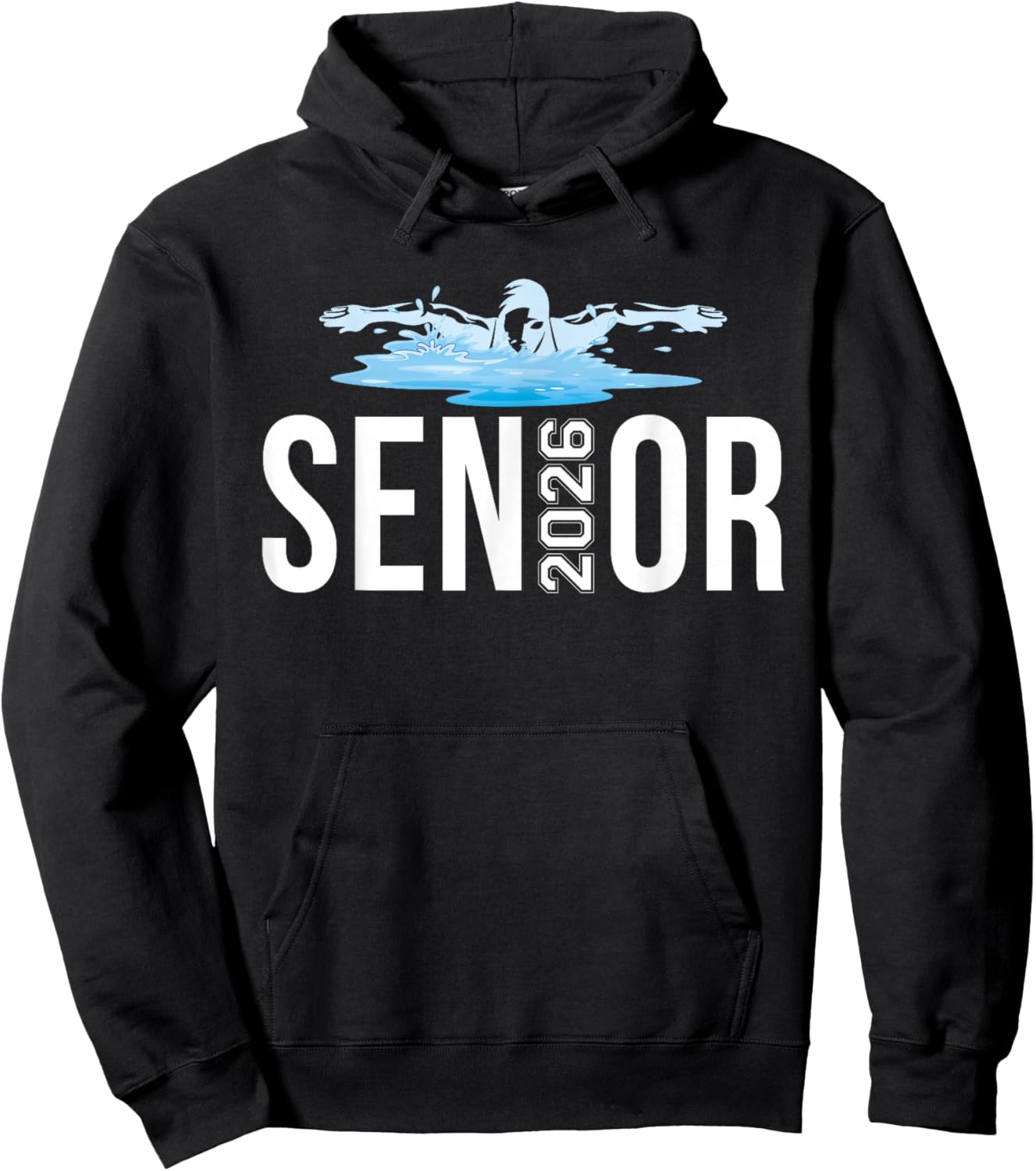 Senior Swim Team Member Class of 2026 Swimmer Vintage Hoodie - Hoodie | Black