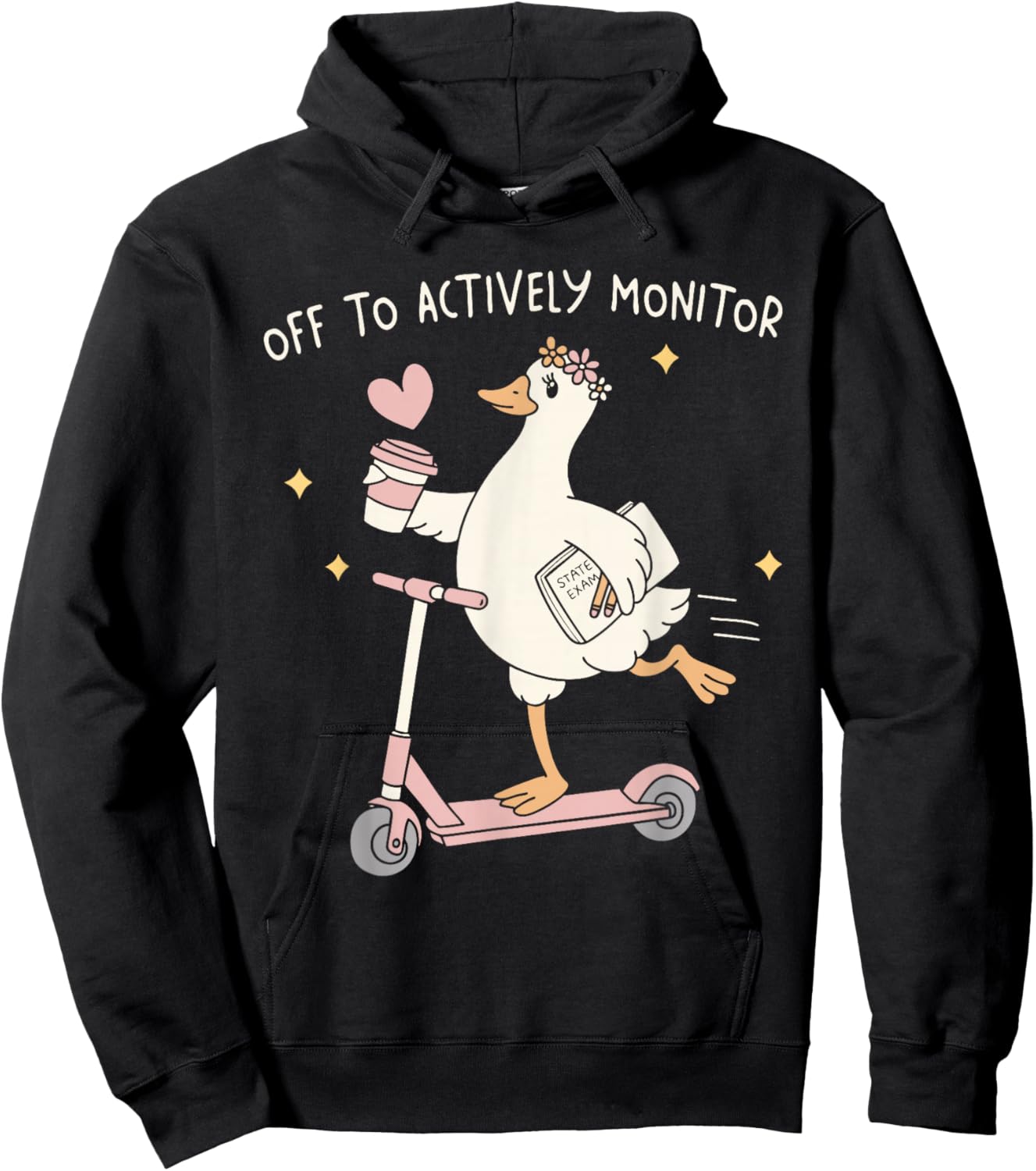 Off to Actively Monitor Teacher Funny Testing Day Goose Hoodie - Hoodie | Black