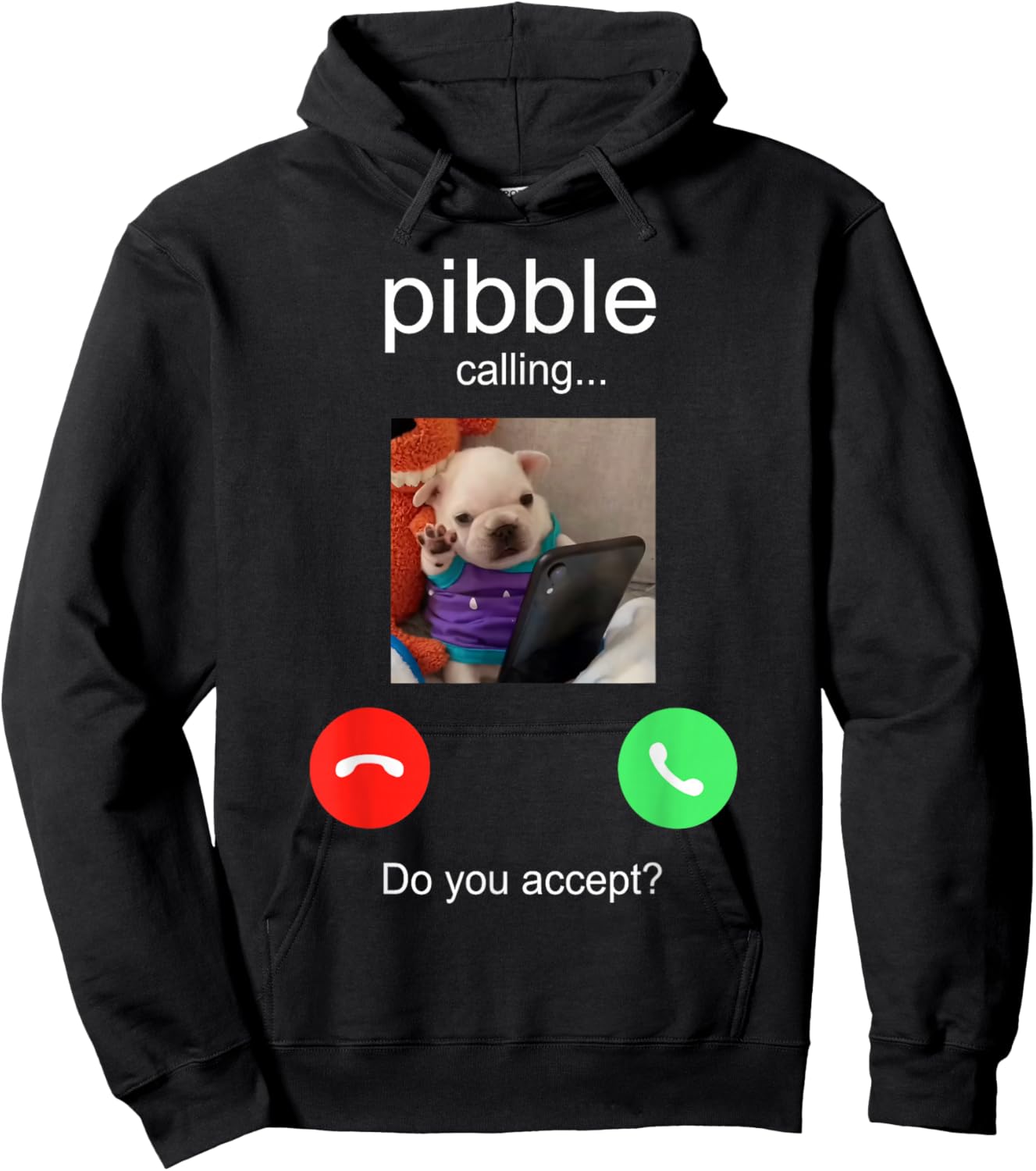 Pibble is Calling Funny Meme for Meme Fans Dog Lovers Hoodie - Hoodie | Black