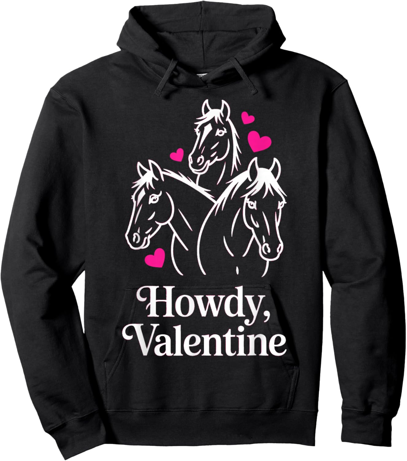 Howdy Valentine Cute Horses Valentines´s Day Hoodie - Hoodie | Black