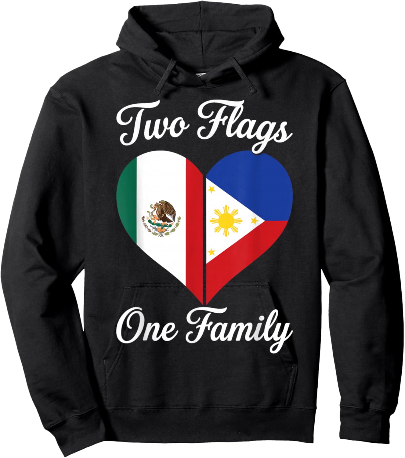 Mexipino, Two Flags One Family, Proud Mexipino Hoodie - Hoodie | Black
