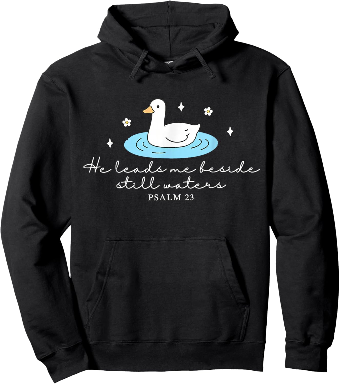 He Leads Me Beside Still Water Funny Christian Silly Goose Hoodie - Hoodie | Black