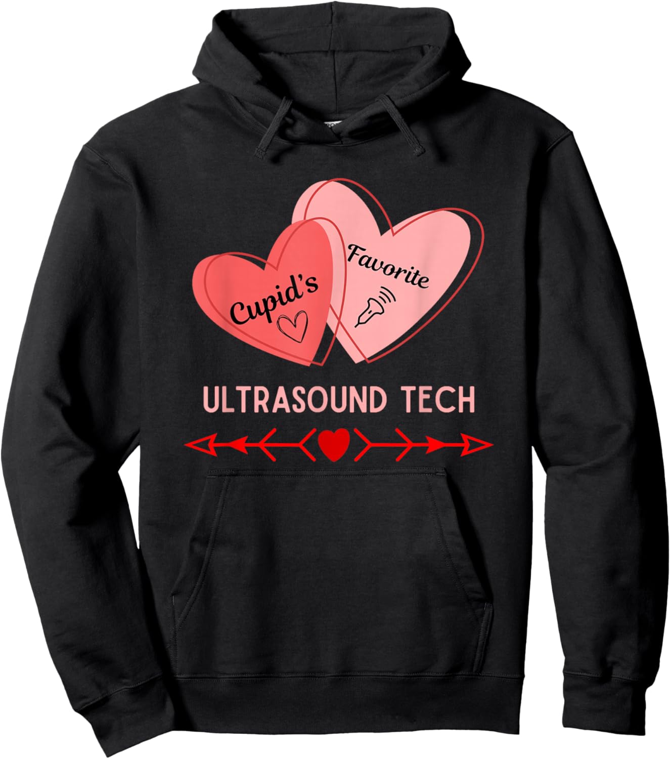 Valentine's Day Ultrasound Tech Healthcare Worker Trendy Hoodie - Hoodie | Black