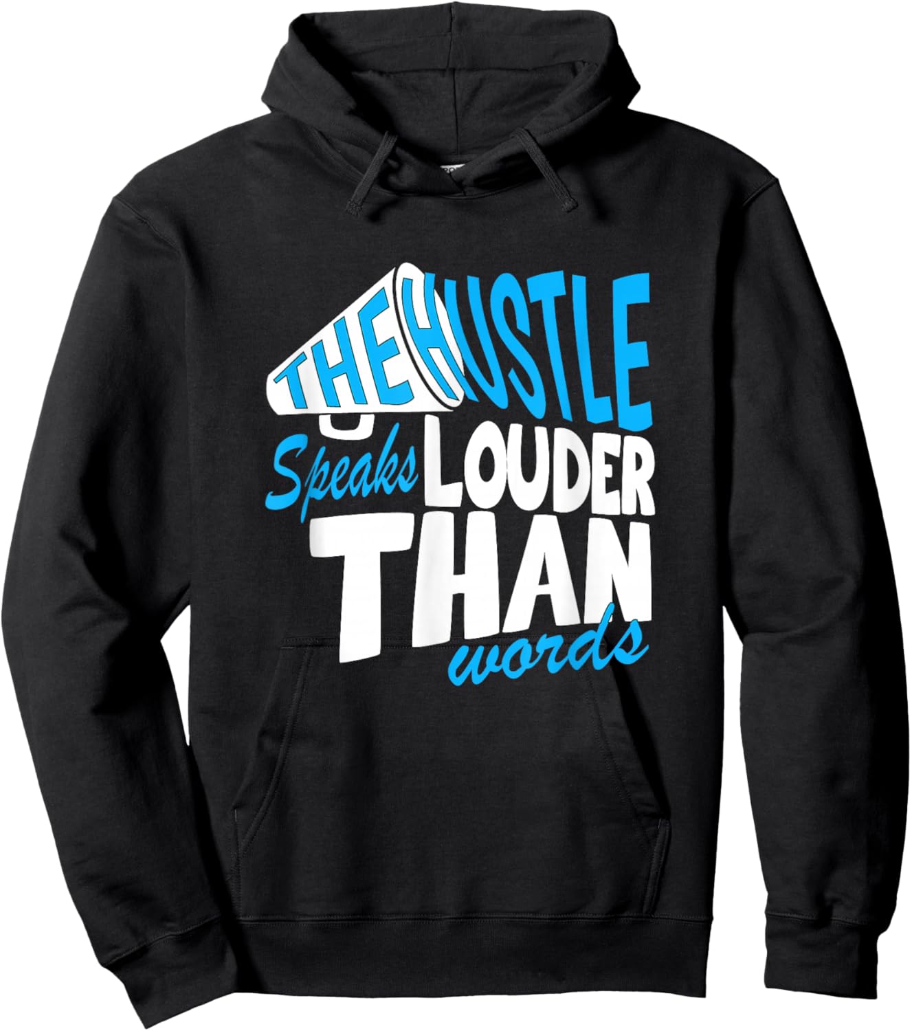 Blue Color Hustle Speaks Louder Blue Graphic Hoodie - Hoodie | Black