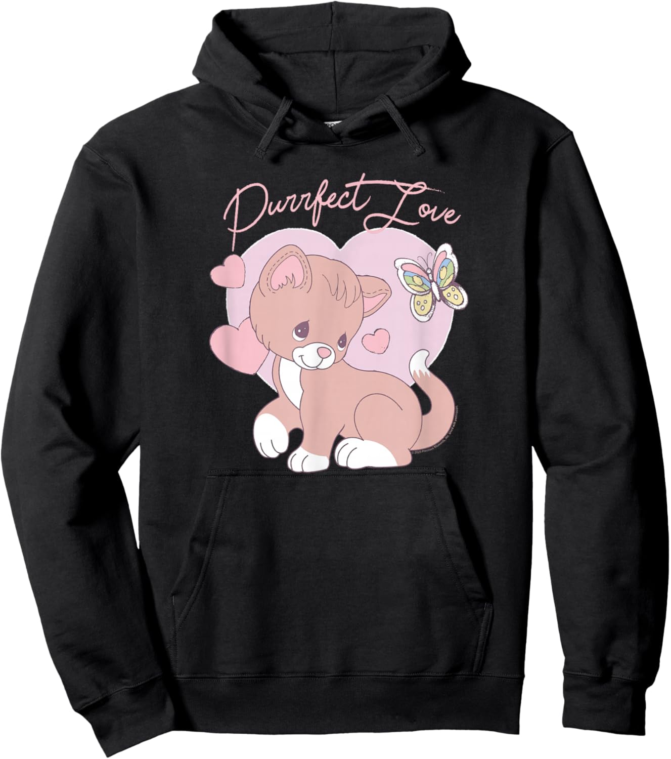 Precious Moments Purrfect Love Cat Sweet Cute Retro Kitty Hoodie - Hoodie | Black