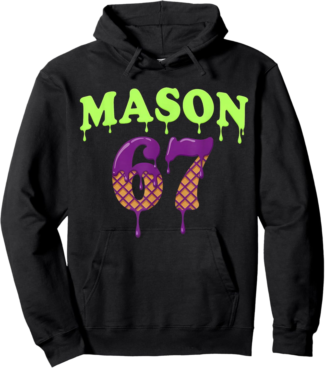 Mason 67 Ice Cream Baseball Drip for Boys Kids 6 7 Meme Hoodie - Hoodie | Black