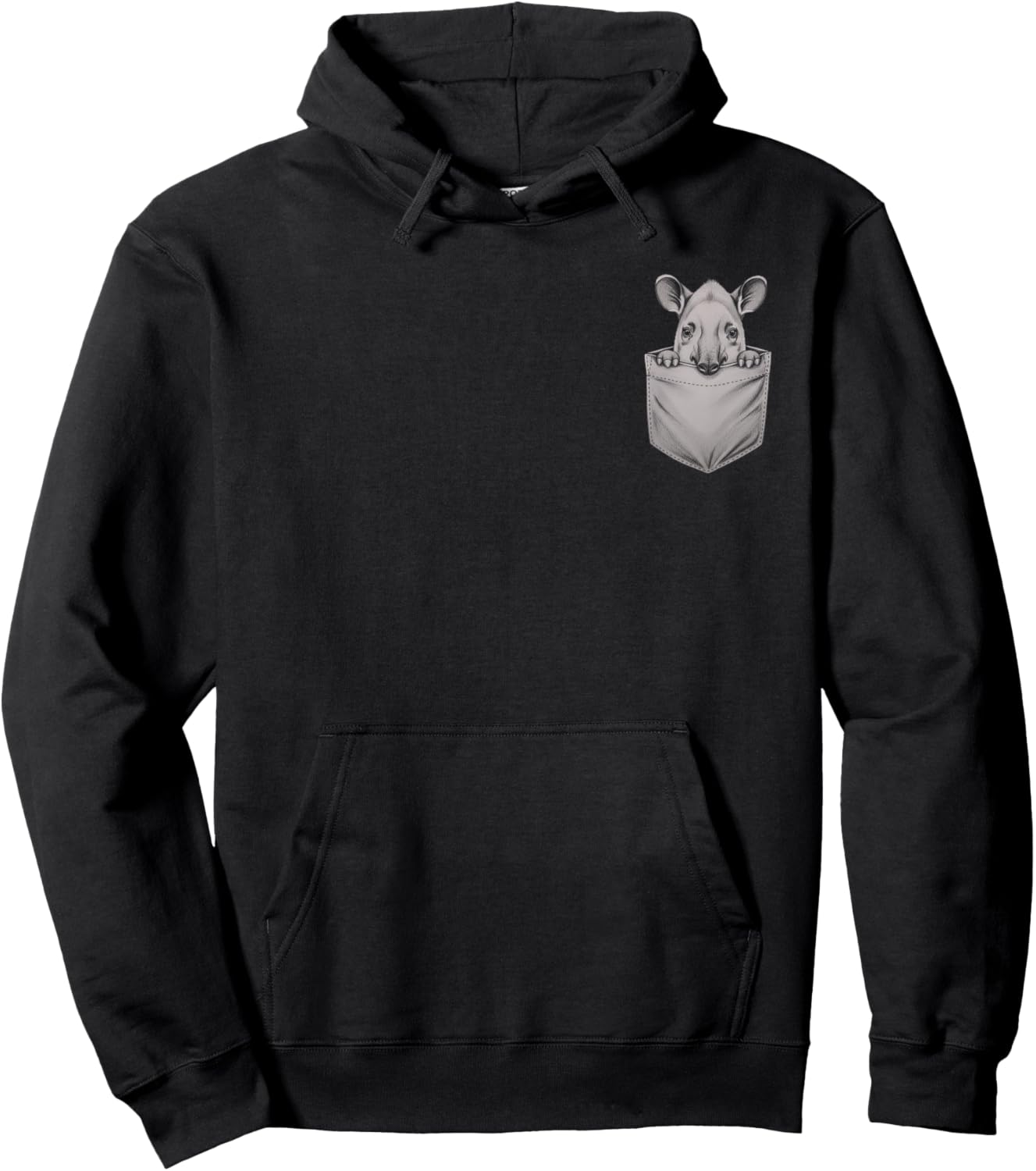 Pocket Peeking Tapir Drawing Art Design Hoodie - Hoodie | Black