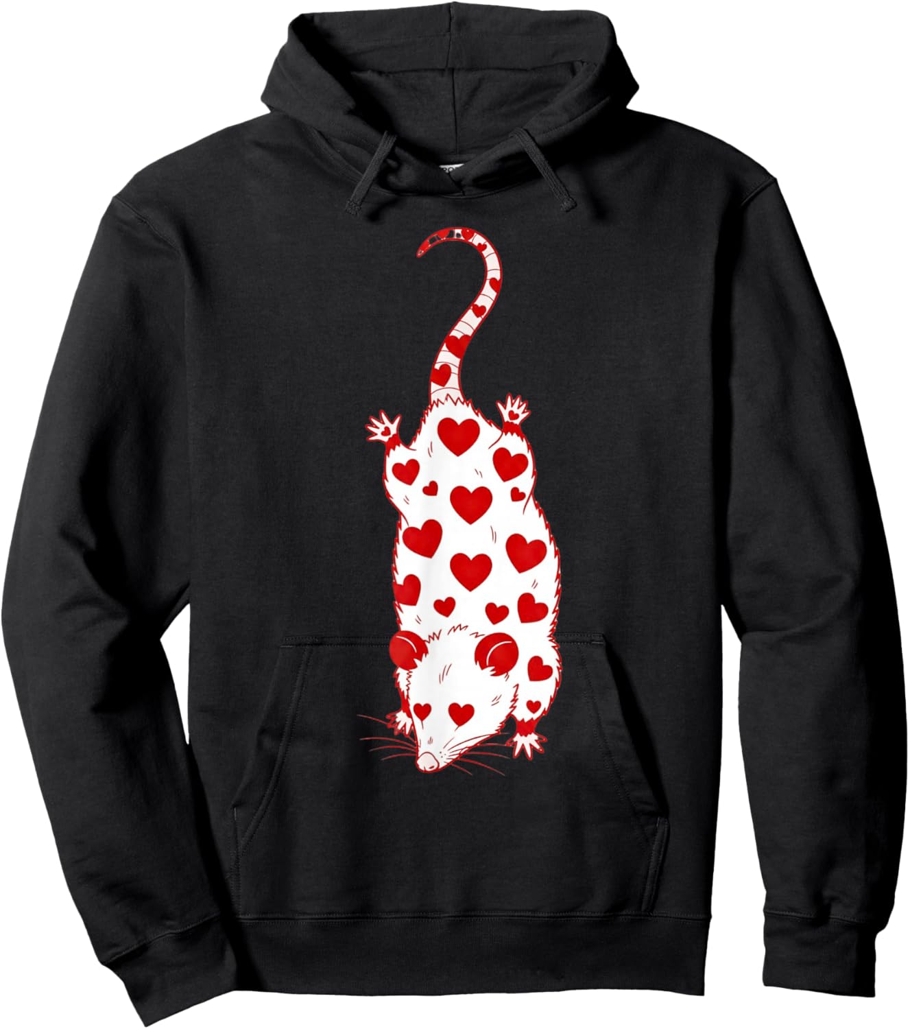 Opossum with Hearts | Cute Valentines Day Pet Possum Hoodie - Hoodie | Black