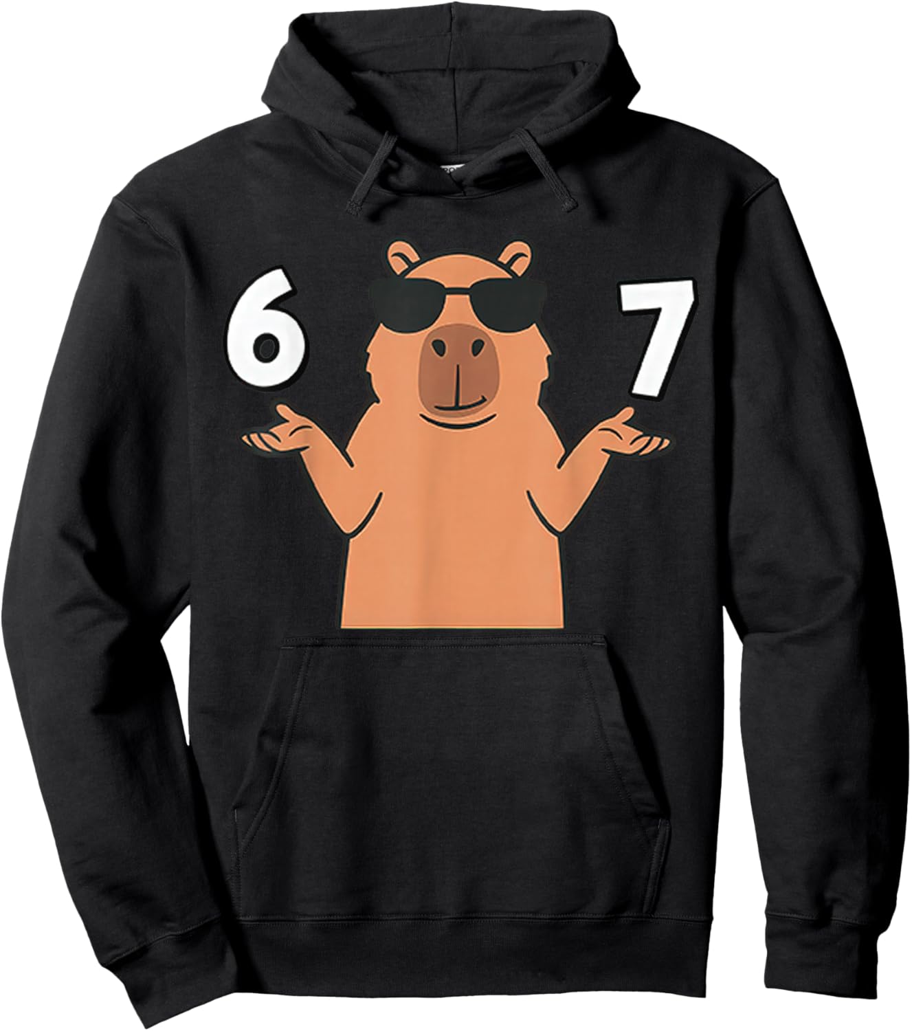 67 Meme Capybara 6 7 Hand Gesture Kids Hoodie - Hoodie | Black