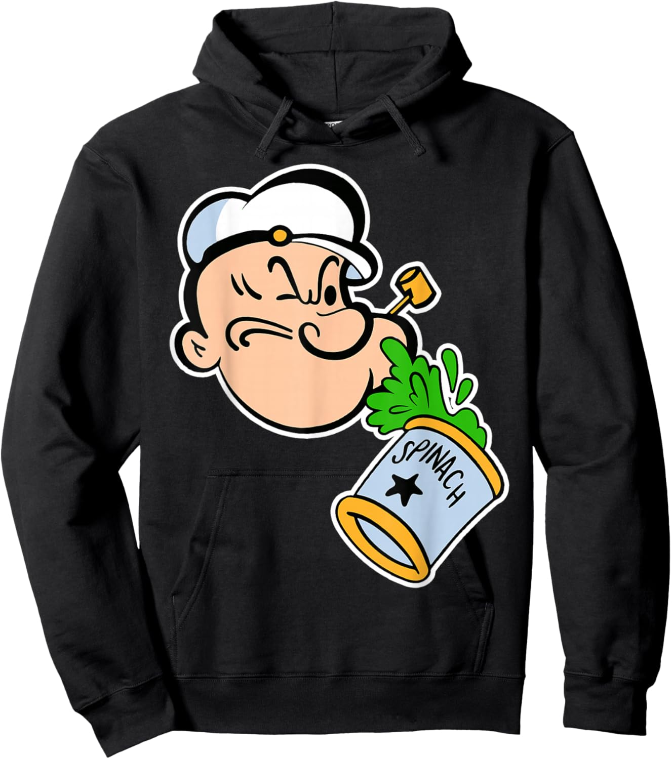 Vintage Pop Eye Spinach Can Hoodie - Hoodie | Black