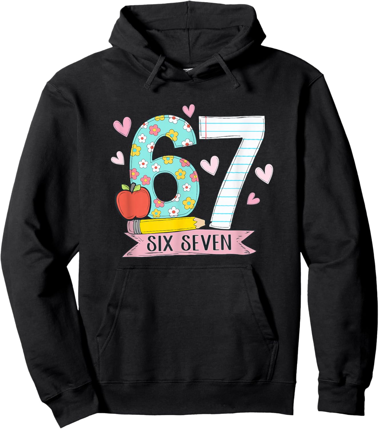 67 Shirt for Teachers 67 Meme Women Teacher Six Seven Hoodie - Hoodie | Black