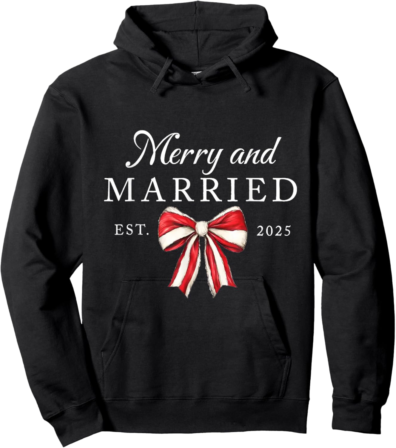 Merry and Married Est 2025 Coquette Couple Matching Hoodie - Hoodie | Black