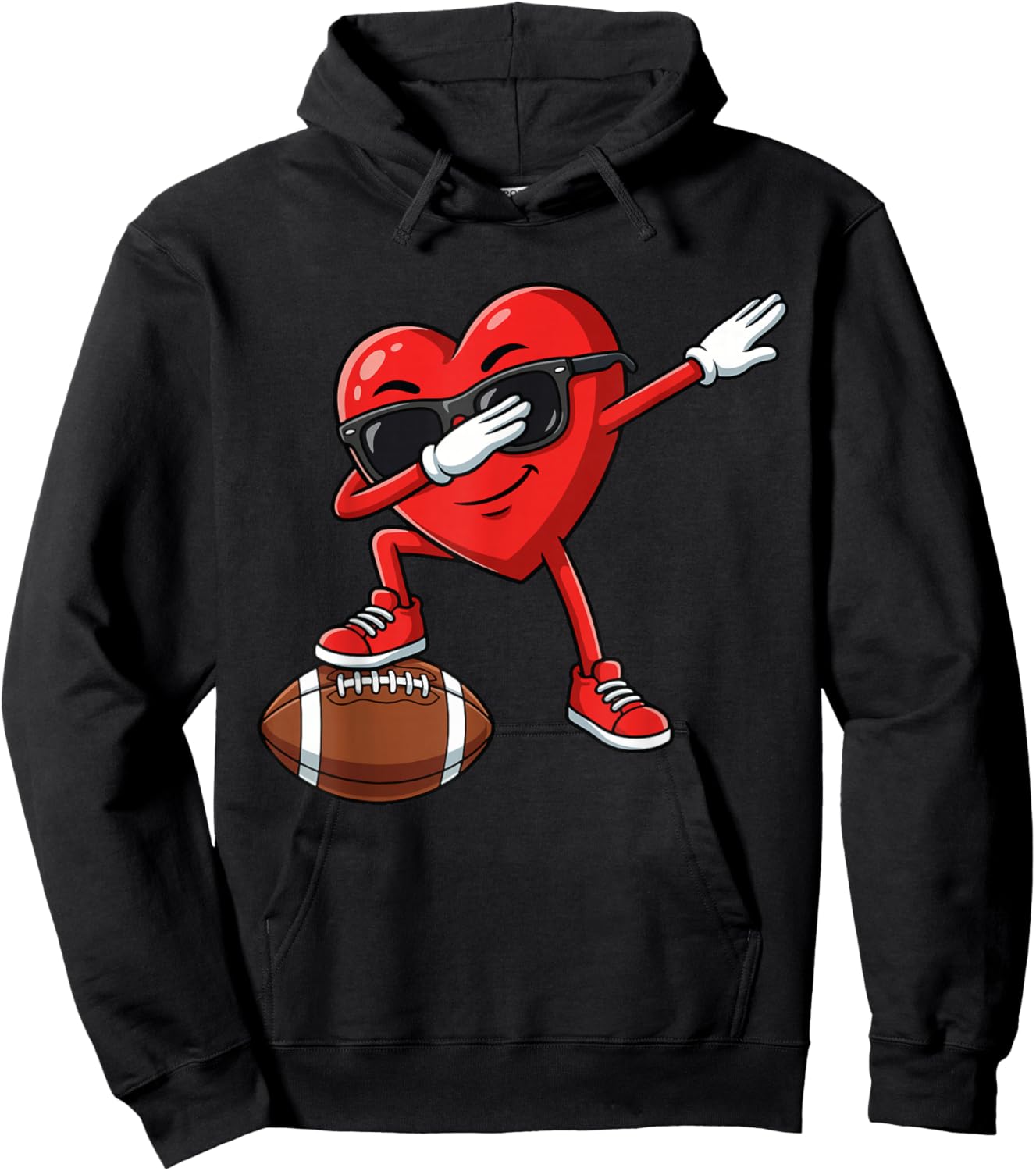 Valentines Day Football Funny Red Heart Dab Boys Men Kids Hoodie - Hoodie | Black