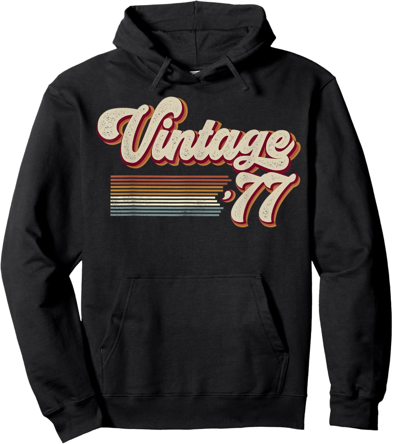 Vintage 1977 Retro Sunset Classic 49-Year-Old 49th Birthday Hoodie - Hoodie | Black