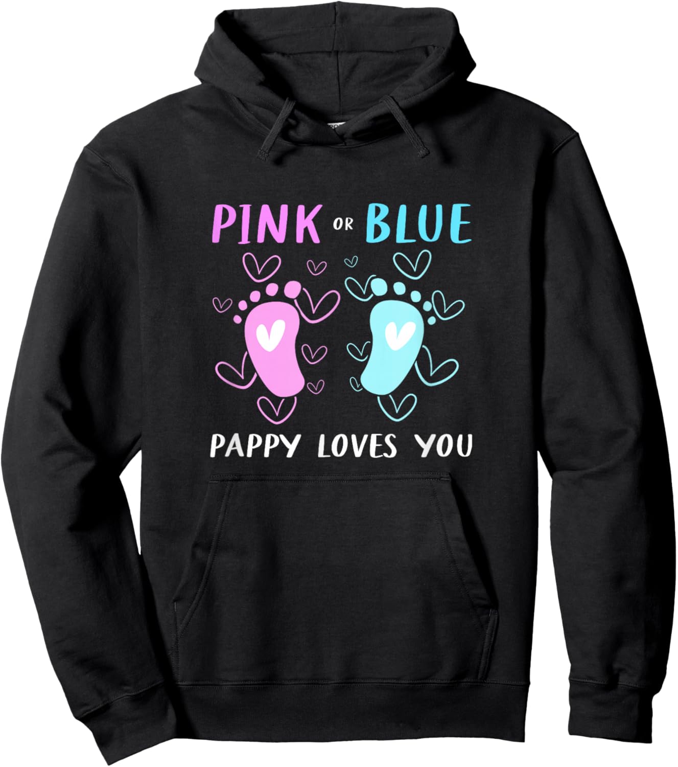 Pink Or Blue Pappy Loves You Grandfather Gender Reveal Pappy Hoodie - Hoodie | Black