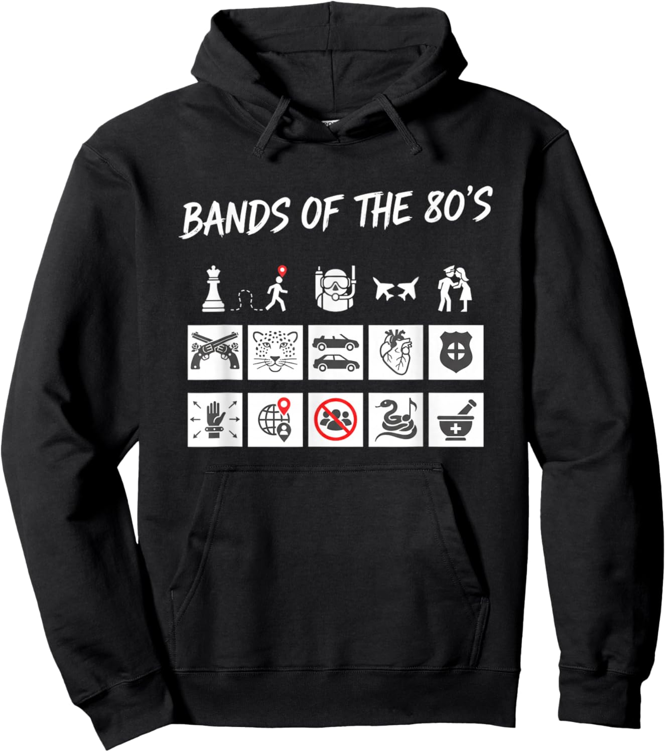 Bands of The 80S Graphic Icons Humor Hoodie - Hoodie | Black