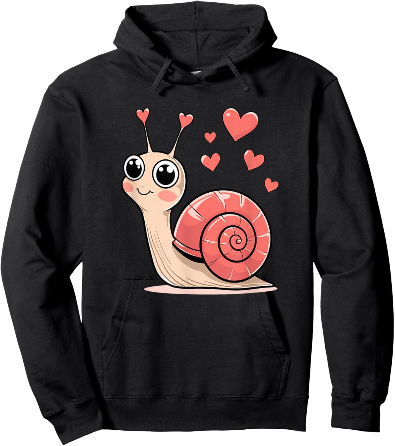 Adorable Love Snail with Hearts Kawaii Valentine Romance Hoodie - Hoodie | Black