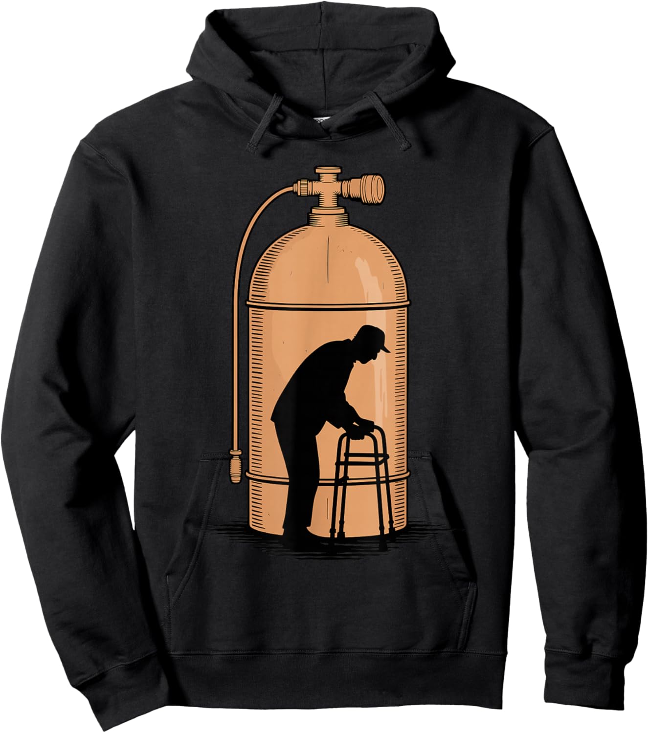 Old Man Silhouette Scuba Diving Diver Ocean Dive Hoodie - Hoodie | Black