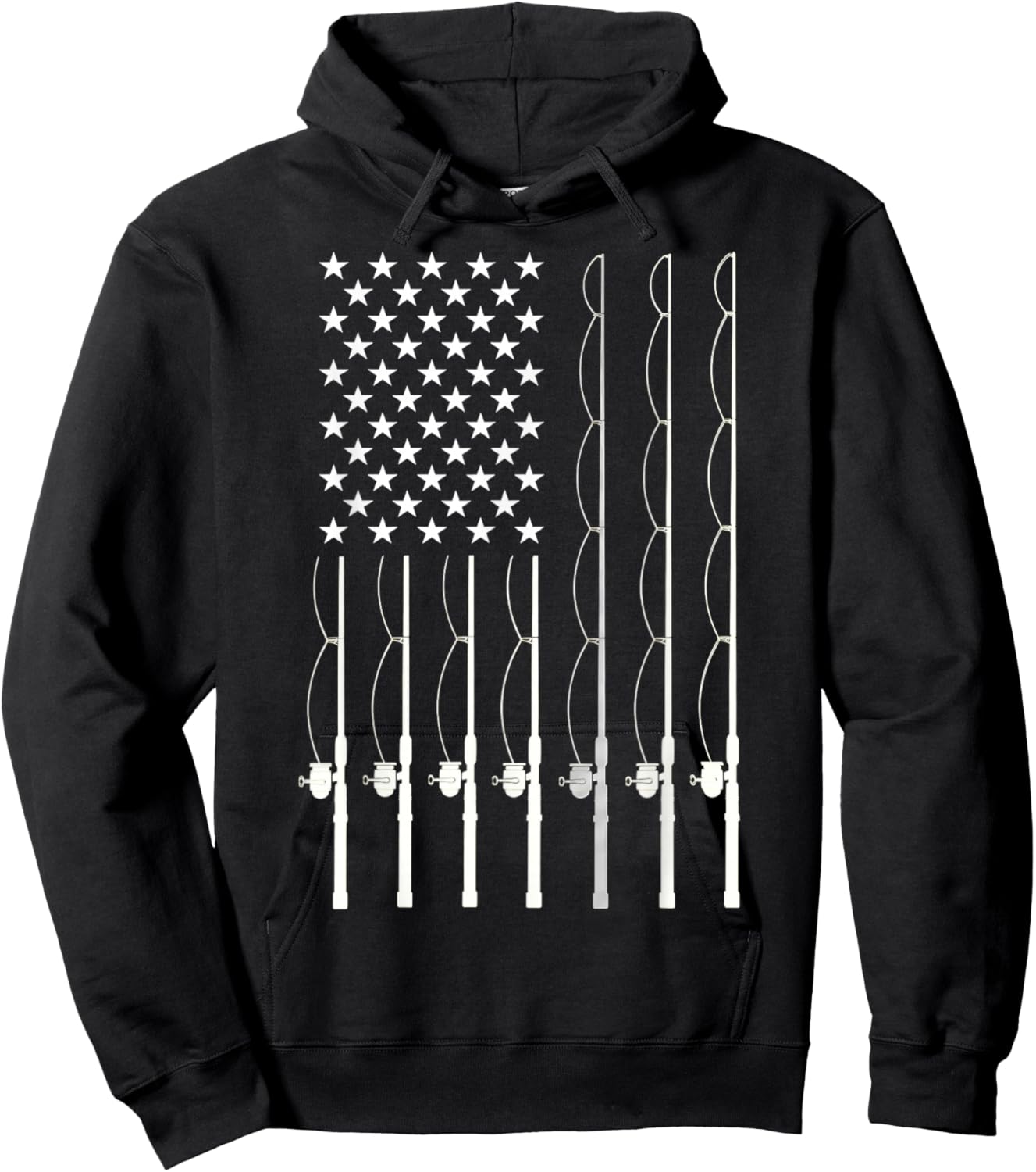 American Flag Fishing Lovers Fishing Dad Hoodie - Hoodie | Black