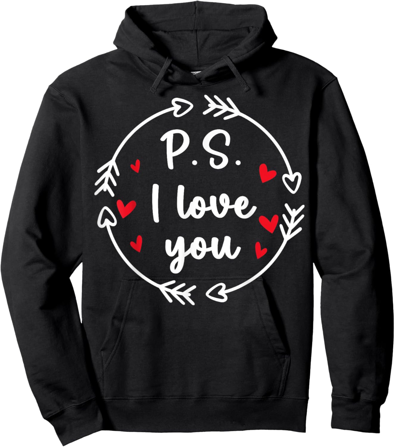 PS I Love You Day Valentine's Day Purple Heart Women Men Kid Hoodie - Hoodie | Black