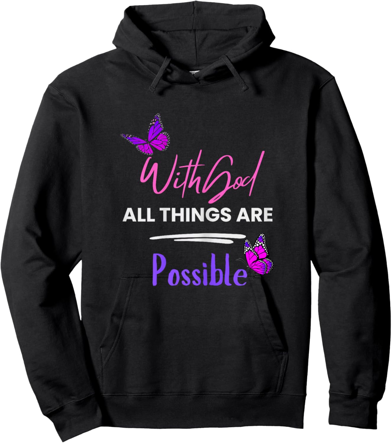 with God All Things are Possible by Designer Jaziz Gutierrez Hoodie - Hoodie | Black
