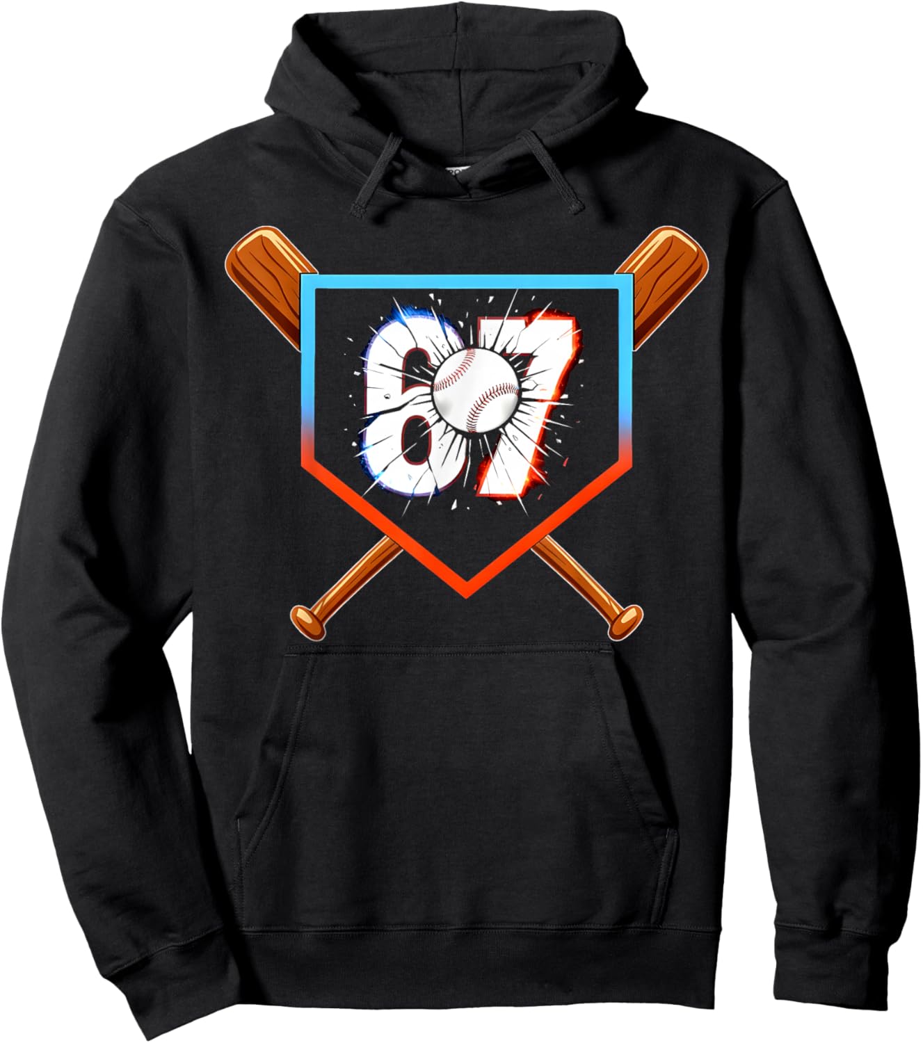 Funny Six Seven 67 Baseball Birthday Boy Gift Men Kids Boys Hoodie - Hoodie | Black