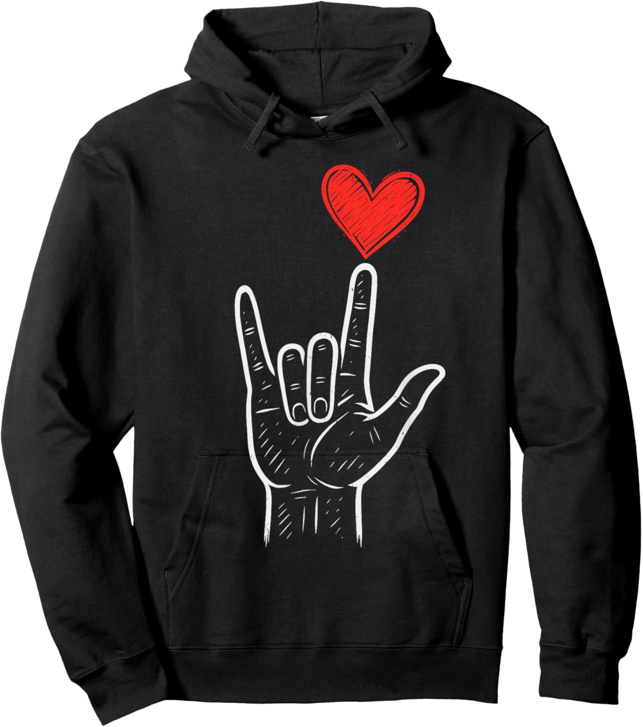 ASL Love Hand Sign Heart Valentines Day Kids Hoodie - Hoodie | Black