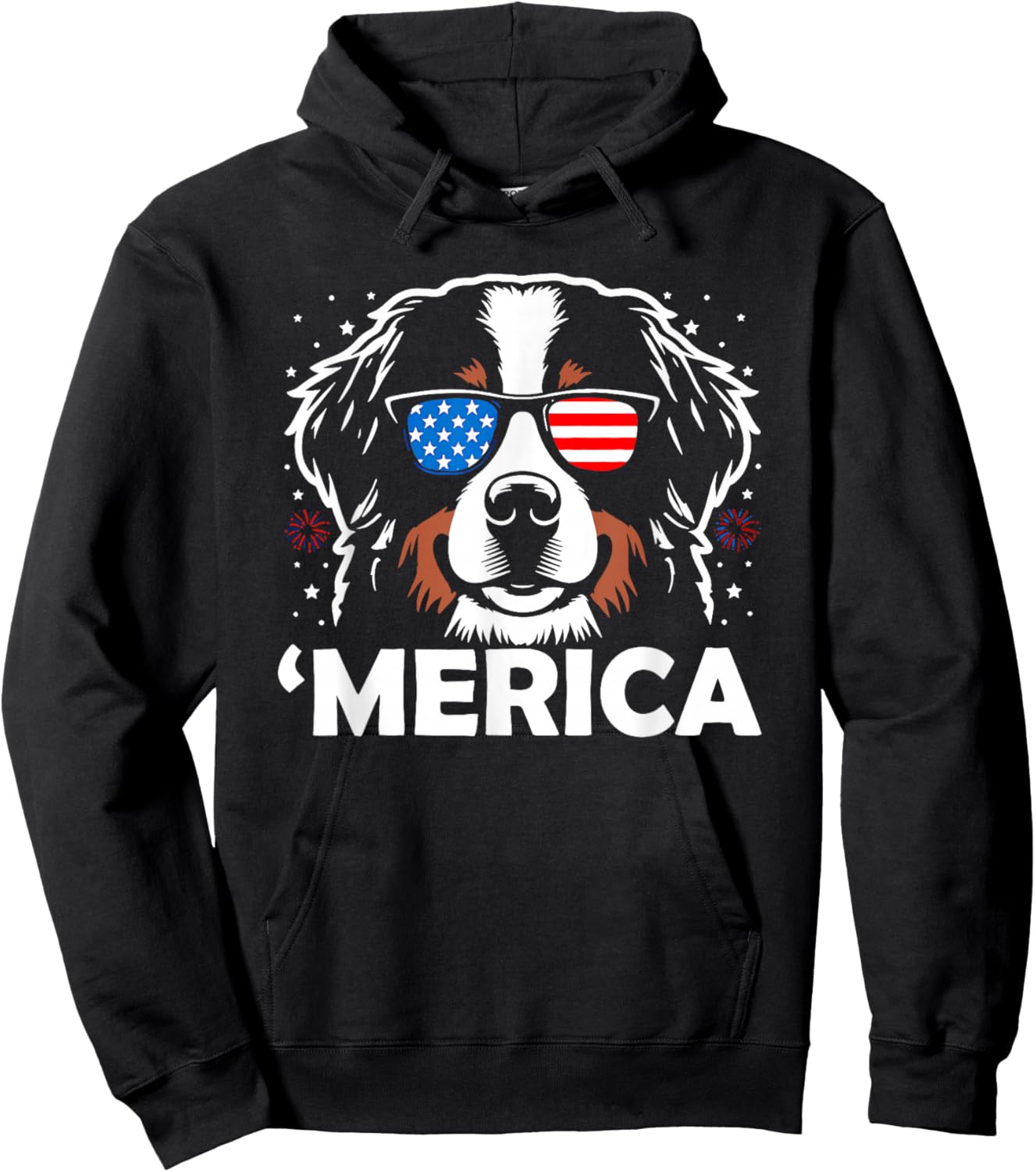 Merica Bernese Mountain Dog 4th of July Hoodie - Hoodie | Black