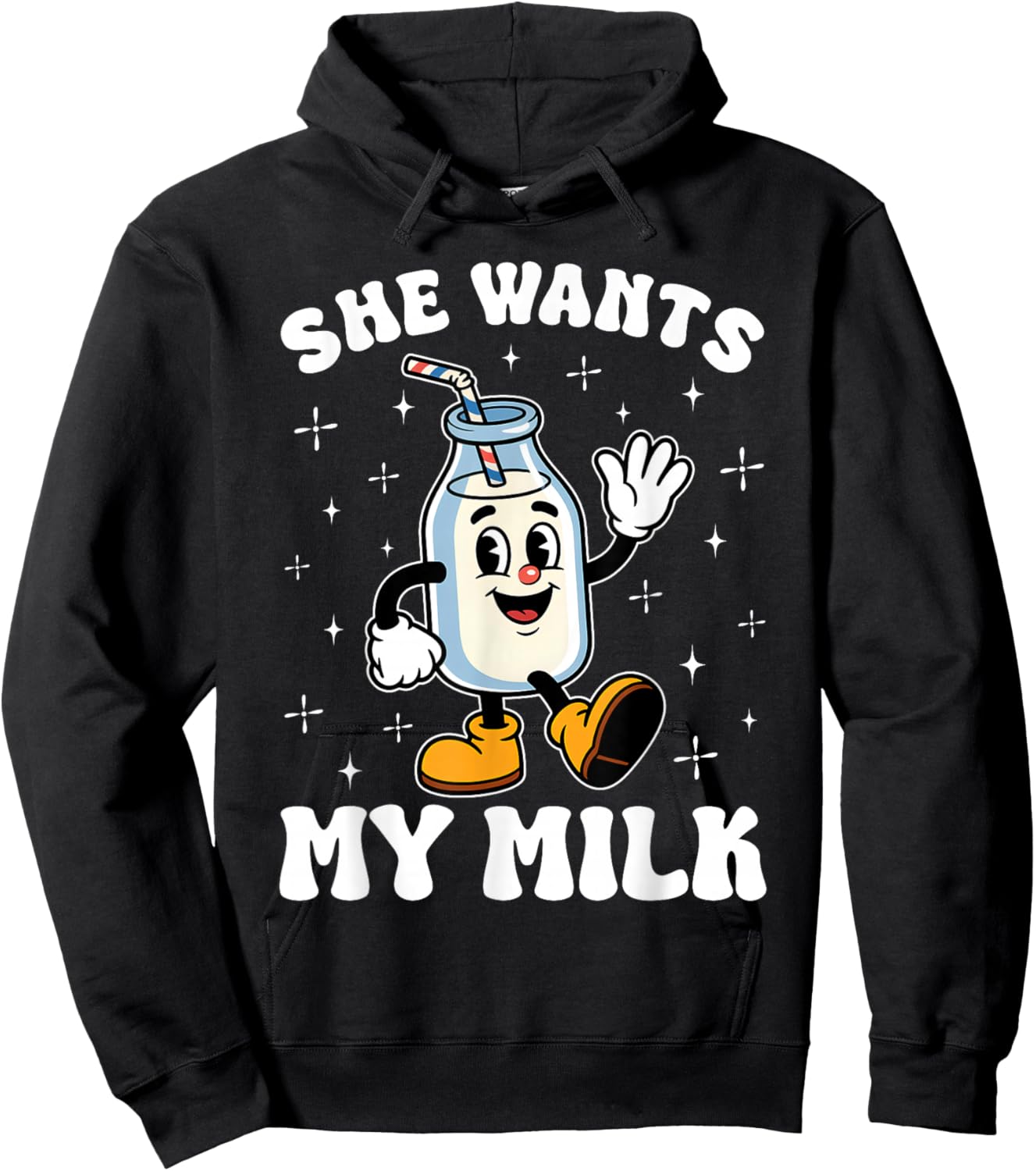 Inappropriate Funny She Wants My Milk Meme Christmas Couple Hoodie - Hoodie | Black