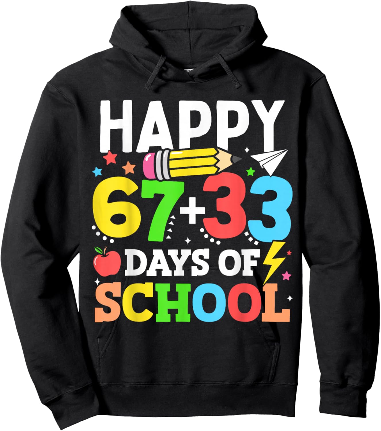 Happy 67 33 Days of School 100th Day of School Kids Teacher Hoodie - Hoodie | Black