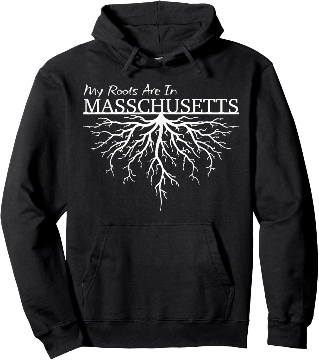My Roots are in Massachusetts State Pride Tree Hoodie - Hoodie | Black