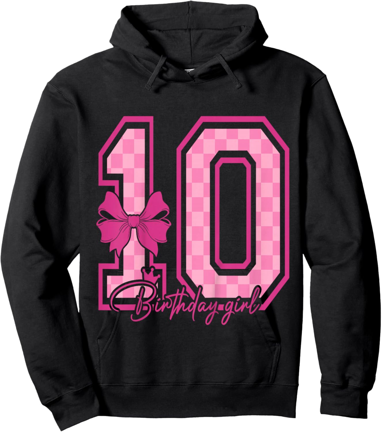 10th Birthday Girl Pink Coquette Bow Ten Bday 10yrs Old Girl Hoodie - Hoodie | Black