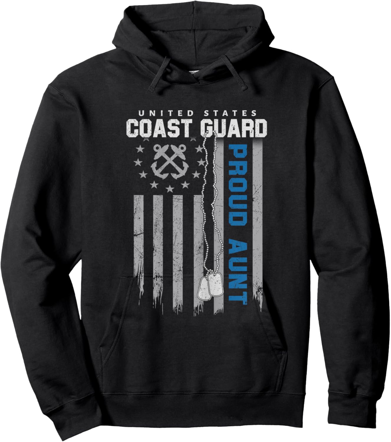 Proud Coast Guard Aunt Flag US Coastie Family Matching Hoodie - Hoodie | Black