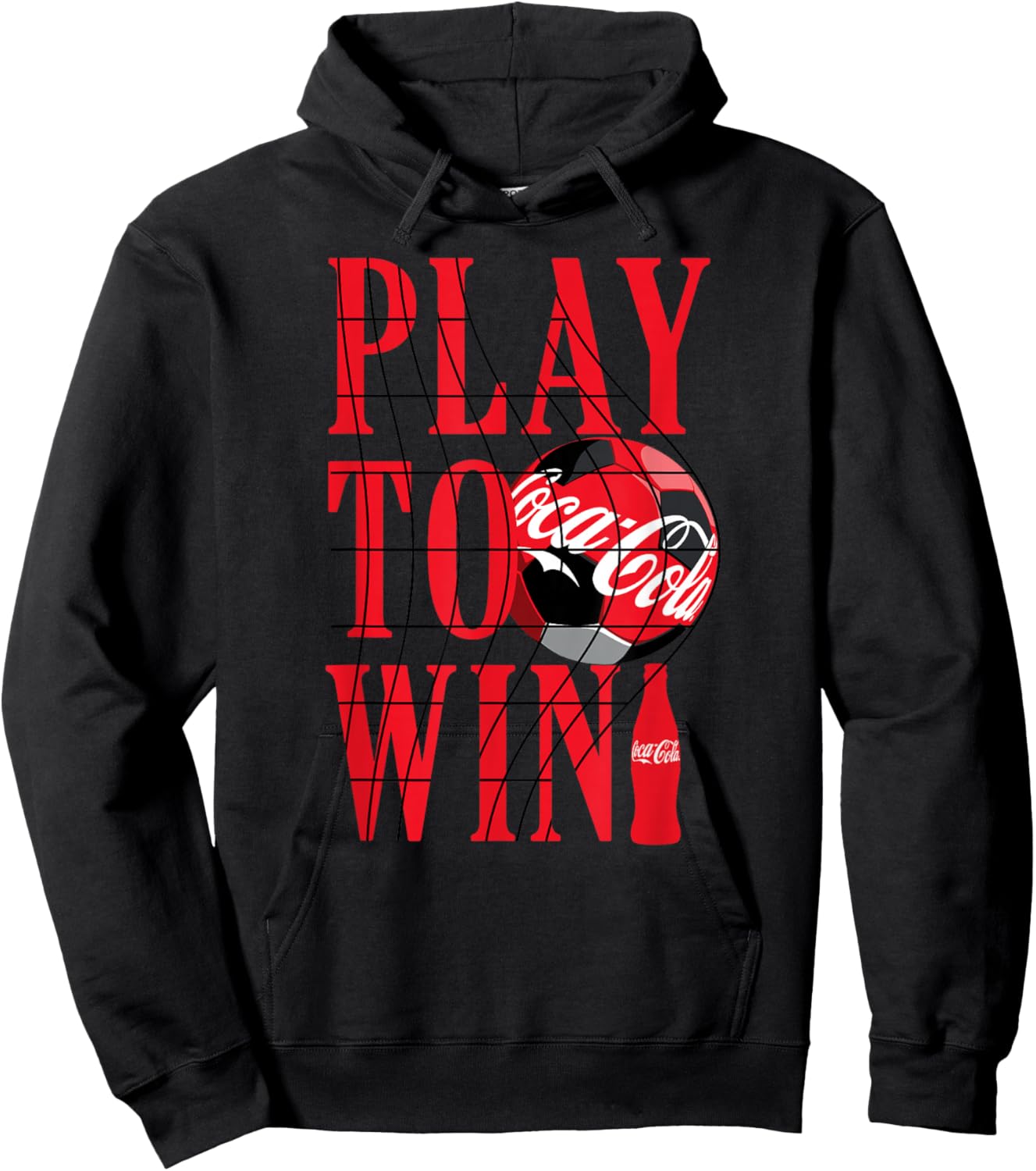 Coca-Cola Play To Win Football Soccer Goal Glass Bottle Icon Hoodie - Hoodie | Black