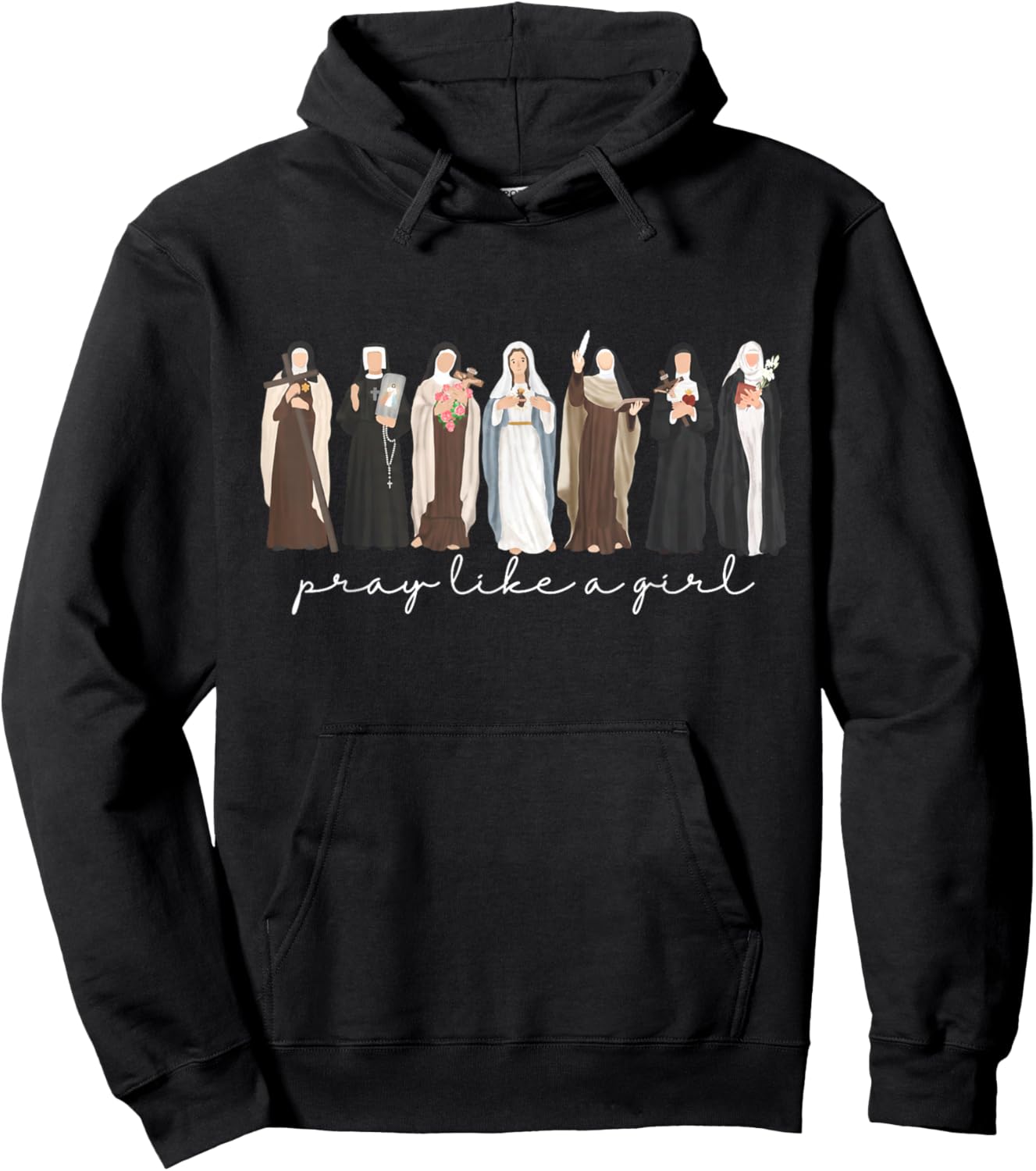Pray Like A Girl Catholic Christian Faith Based Men Women Hoodie - Hoodie | Black