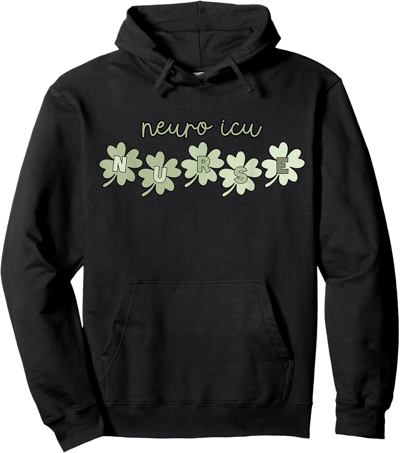 Shamrock Neuro ICU Nurse St Patrick's Day Intensive Care RN Hoodie - Hoodie | Black