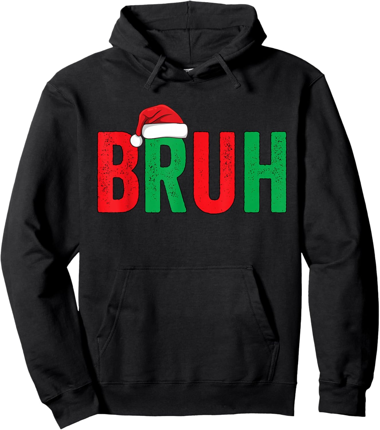 Merry Christmas Bruh Funny Santa Claus Retro Men Women Kids Hoodie - Hoodie | Black