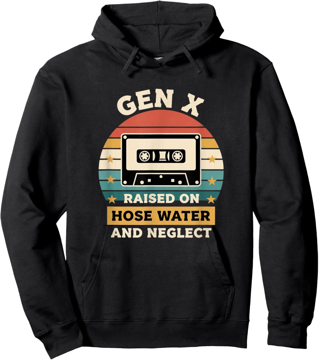 Gen X Raised On Hose Water and Neglect Retro Cassette Nostl Hoodie - Hoodie | Black