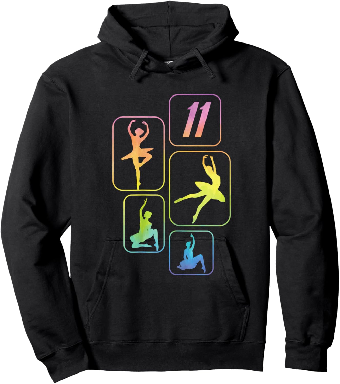 11th Birthday Girl Ballet Dancer Retro Ballerina 11 Year Old Hoodie - Hoodie | Black